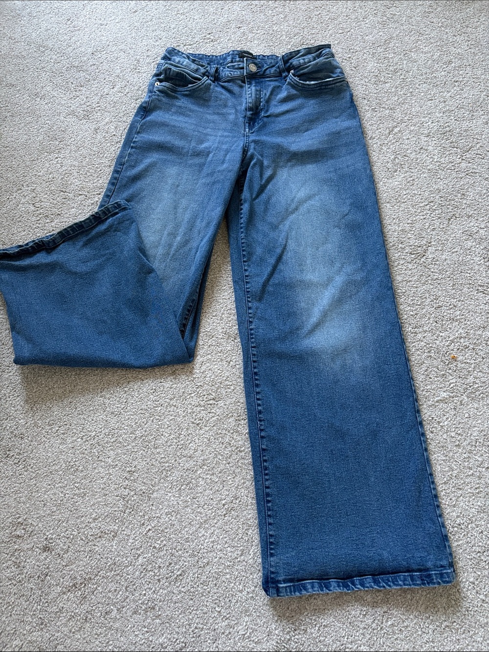 Forever 21 Women's Wide-Leg Denim Jeans in Blue Wash